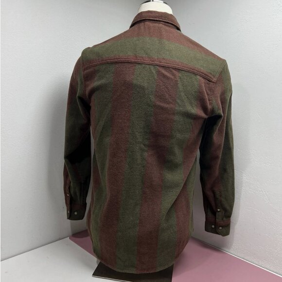 Zara Mens Wool Blend Button Relaxed Vertical Stripe Shirt Size Small - Picture 3 of 9